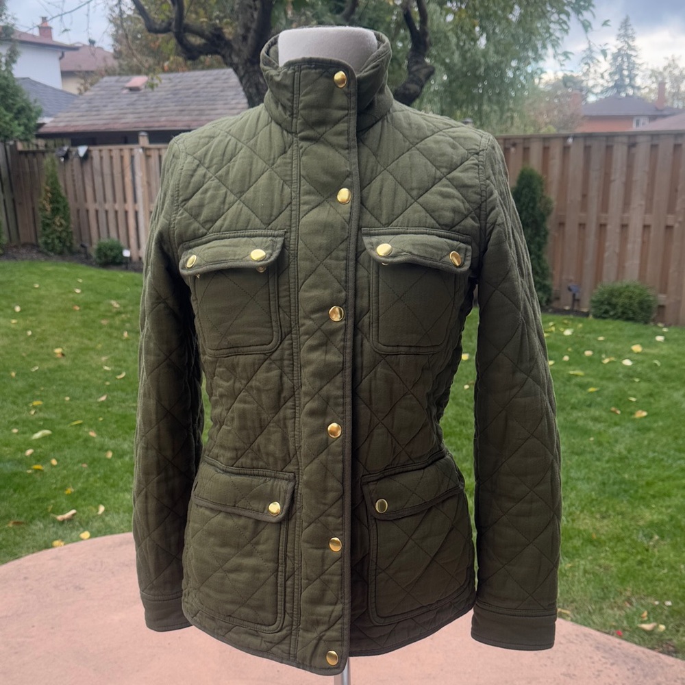 J.Crew Quilted Field Jacket Olive Green | Size XS | Classic Fall Staple